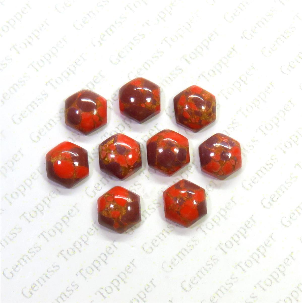 Strawberry Mohave Turquoise 10x10 mm Hexagon Cabochon